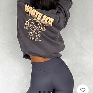 White Fox “all the feels” oversized hoodie sweatshirt with front pocket. NWT